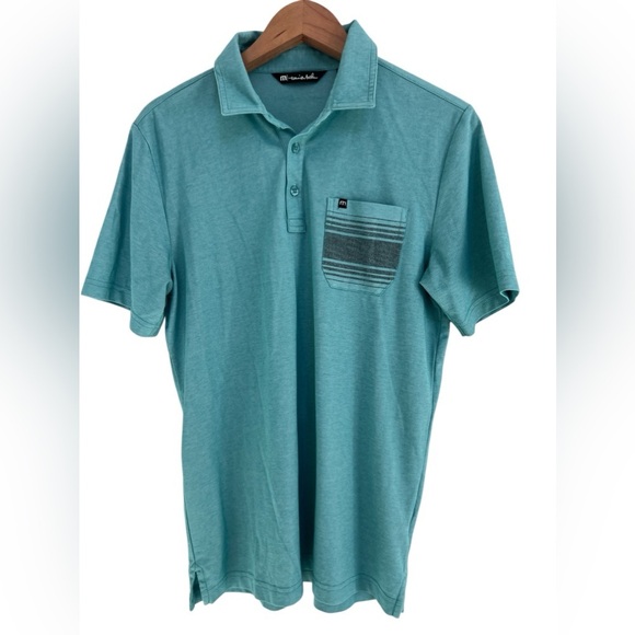 Travis Mathew Men’s Golf Polo Shirt Green with Pocket - Picture 1 of 7